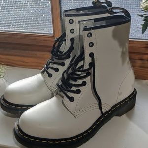 White and Black Dr. Martens Boots